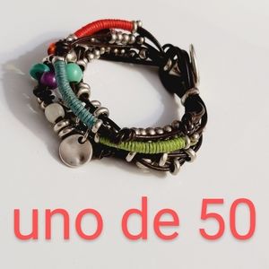 Uno de 50 Multi Strand Leather Bracelet